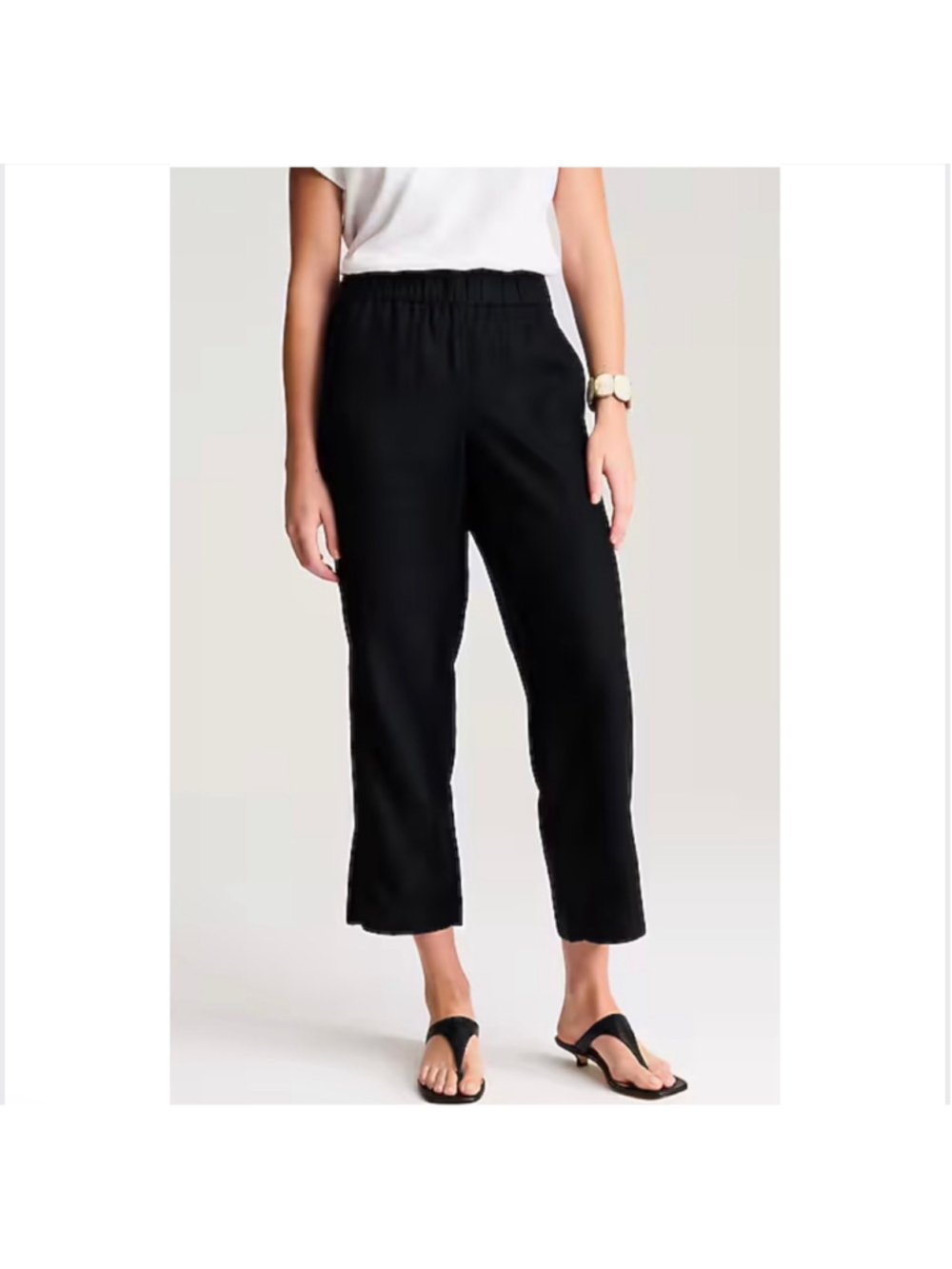 Women's J.Jill Black Linen Cropped Pants Size M